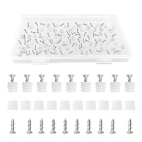 Hinge Dowel Inserts, 180 Pack Plastic Hinge Dowel Inserts with Screws White Screw Dowel Plastic Inserts Furniture Plastic Pre-Inserted Nuts with M4*12 Screws for Table Repair Installation