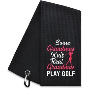 Some Grandmas Knit Real Embroidered Golf Towel, Grandma Golf Towel, Golf Accessories for Women, Golf Gift for Grandma, Birthday for Grandma Golfer, Retirement Gift for Grandma