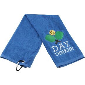 BLUPARK Pickleball Gift Towel Pickleball Player Gift Day Dinker Embroidered Towel Gift for Pickleball Lover (Day Dinker)
