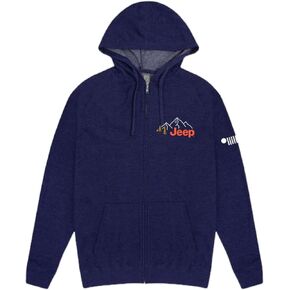Jeep Hoodies For Men Never Stop Exploring French Terry Fabric Full-Zip Hooded Sweatshirt - Denim Blue
