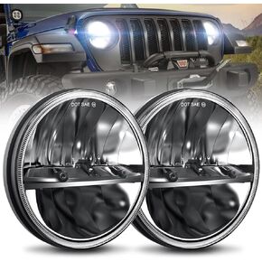 UNI-SHINE 7 inch LED Headlight 2PCS Round LED Headlamp High Low Beam DOT Approved H6024 Compatible with Wrangler JK LJ TJ CJ
