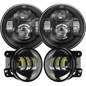 JK healights fog lights - 7" Wrangler JK Headlights + 4" LED Fog Lights Combo Kit For Wrangler 1997-2019 JKU JK Rubicon