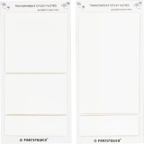 Transparent Sticky Notes, See Through Clear Sticky Notes Set, for Reading Writing Notes Book Markers, Office School Supplies, 3x5 in, 3X3 in, 3X2 in, 3X1 in, 60 Sheets/Pad, 5 Pads