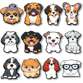 Cute Dog Cat Shoe Charms for Croc Clog Slides Sandals, Animals Shoe Accessories for Kids Girls Boys Party Favor