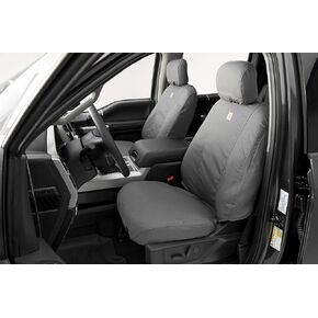 مجموعة أغطية المقاعد المخصصة من Covercraft Carhartt SeatSaver | الصف الأول SSC2516CAGY والصف الثاني SSC8462CAGY | متوافق مع موديلات Ford F-250/350 المختارة، Gravel