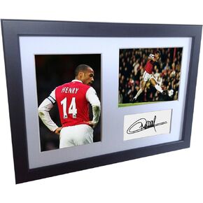 Signed Black Soccer Thierry Henry Arsenal Autographed Photo Photographed Picture Frame A4 12x8 Football Gift