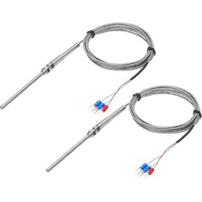 MECCANIXITY 2 قطعة PT100 RTD الحرارية الفولاذ المقاوم للصدأ M8 مسبار استشعار درجة الحرارة-50 إلى 1300C 10ft 5x100mm in Kuwait