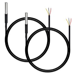 DS18B20 Temperature Sensor, Digital Temperature Probe Sensor Waterproof Temp Digital Thermal Stainless Steel Tube Probe, Digital Temperature Thermal Cable (2PCS, 3 Meter/9.84Ft)