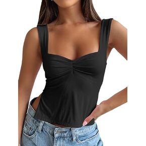 Womens Cute Going Out Crop Tank Top Sweetheart Neckline Backless Sexy Y2K Party Tops for Women Summer Clothes Basic Clothing