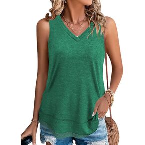 JomeDesign Summer Tank Tops for Women Loose Fit Sleeveless V Neck Shirts Casual Tshirts