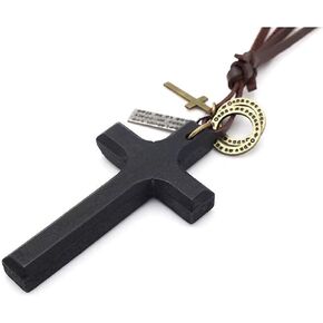 Vintage Cross Rear View Mirror Accessories, Large Size Wooden Cross Pendant Safe for Windshields, Car Hanging Ornament, Car Mirror Hanging Accessories, Cute Car Decor Rearview Mirror Charm