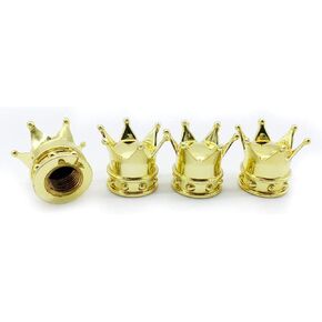 Universal Tire Valve Stem Caps ( 4 Pack) Heavy-Duty Stem Covers | Dust Proof, with O Rubber Seal | Crown Style Design | Outdoor, All-Weather, Leak-Proof Air Protection | Light-Weight ( White )