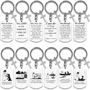 12 Pcs Christian Keychain Gifts Bible Verse Keychain Jesus Cross Keychain for Men Christian Gifts for Women