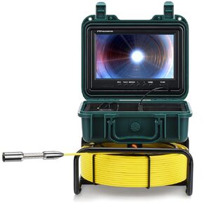 Free 8GB SD Card DVR Recorder Sewer Inspection Camera with Distance Counter Plumbing Snake Camera DVR Recorder Waterproof IP68, SYANSPAN 65ft Industrial Pipeline Drain Endoscope(50M)