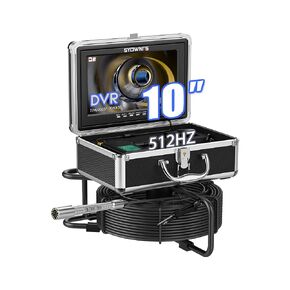 Sewer Camera with 512Hz Sonde Transmitter Plumbing Camera with DVR Recorder,Pipe Inspection Camera with 10" 1080P IPS LCD Monitor with Fiber Optic Cable Wire (16 GB SD Card Included) 66ft/20m