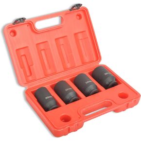 9Pcs 1/2 Inch Drive Deep Impact Socket Set 6 Point Metric 29-38mm Drive Spindle Axle Hub Nut Socket Set, Heavy Duty with Portable Storage Case, Use In Removing And Installing Axle Nuts