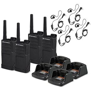 4 x Motorola RMM2050 On-Site 2-Way Radio (RMM2050) + 4 x Motorola HKLN4604 PTT Earpiece - 4 Pack with Mic Bundle