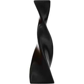 Skinny Geometric Ceramic Flower Vase Twisted, Unique Slender Bud Vases for Flowers, Decorative Vases for Home Decor, Kitchen, Shelf Decor, Centerpiece Table Decorations (Black Twisted)