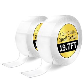 2 Pack Double Sided Adhesive Tape, Multipurpose Removable Mounting Tape, Reusable Strong Stick Wall Tape Strip for Poster Carpet Tape Sticky Items