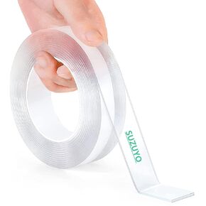 Double Sided Adhesive Mounting Tape Heavy Duty Large Tough Multipurpose Nano Residue Free Tape Removable Washable Reusable Gel Tape Strips Carpet Tape (1.18 inch x 9.85 Feet)