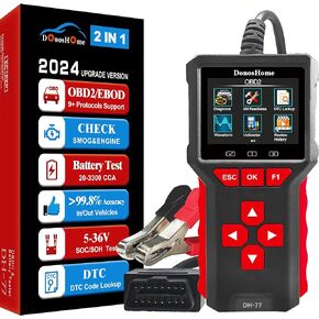 2 in 1 OBD2 Scanner+Battery Tester 5-36V 20-3300 CCA >99.8% Accuracy 3.2" Colors Screen OBD2/EOBD Diagnostic Tool Engine Code Reader EVAP Digital Diagnosis DTC for Car Motorcycle&Truck