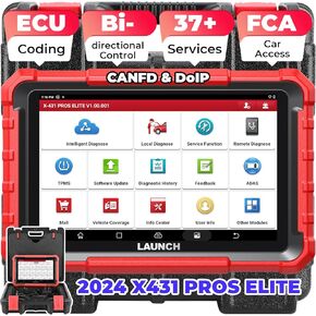 LAUNCH X431 PROS Elite, Bi-Directional Scan Tool with ECU Coding, VAG Guided Function, FCA SGW Cars, CANFD & DoIP, 37+ Reset, All-System Check, Active Tests