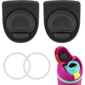4pcs Bottle Seal Ring & Replacement Rubber Stopper for Owala FreeSip 19oz 24oz 32oz 40oz, Silicone O Ring Water Bottle Top Lid Parts, Cap Mouth Plug Gasket Accessories, BPA-Free (Black)