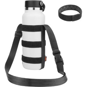 حامل زجاجة مياه من تصميم Desing Wish 24oz - 40oz مع حزام كتف قابل للتعديل، حزام زجاجة مياه قابل للطي عالمي للمشي لمسافات طويلة والتخييم والسفر (الزجاجة غير متضمنة)