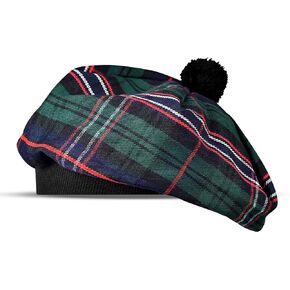 Scottish Hat Tam o Shanter Scottish Bonnet Tartan hat Acrylic Wool with Pompom