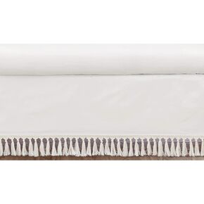 Sweet Jojo Designs Boho Desert Sun Girl or Boy Baby Nursery Crib Bed Skirt Dust Ruffle - Ivory Beige Off White Cream Bohemian Minimalist Tassels Fringe Macrame Cotton Neutral