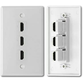 Halokny HDMI Wall Plate 1 Port, HDMI Keystone Female to Female Coupler Jack Face Plate Socket Insert Jack Outlet Panel Mount for Projector & Home Theater -White (1 Port HDMI)