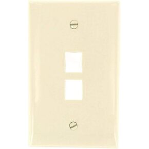 Leviton 41091-2TN QuickPort Midsize Wallplate, Single Gang, 2-Port, Light Almond