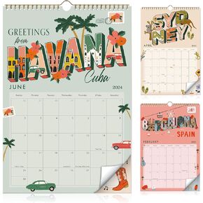 Aesthetic 2024-2025 Wall Calendar - Runs from June 2024 Until December 2025 - Twelve Beautiful Designs Inspired by Each City's Unique Charm - The Perfect Calendar Planner for Easy Organizing