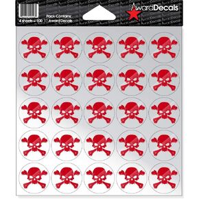 New Skull and Crossbone (White on Black) Sticker Set 1" (100 Decals) The Original Award Decals Premium 20mil Thick Helmet Decals Made in The USA Since 1976