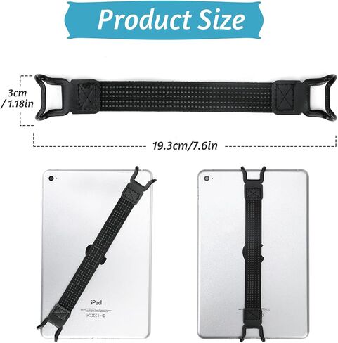 2 Pack Security Tablets Hand Strap Holder, 7.6''-11'' Handle Grip High-Elasticity Bands, Lightweight One-Handed Operation No-Dropping Strap Compatible with iPad/Air Kindle eReaders (Black) in Saudi Arabia