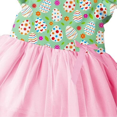 Remimi Toddler Girl Easter Sleeveless Ruffle Layered Dress Bunny Tulle Tutu Dresses 1-6 Years in Saudi Arabia