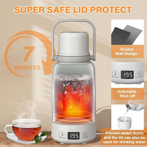 Nidouillet Travel Electric Kettle Portable Large Capacity 1L Tea Coffee Kettle Water Boiler, Water Heater with 4 Temperature Control,304 Stainless Steel with Auto Shut-Off & Boil Dry Protection in Saudi Arabia