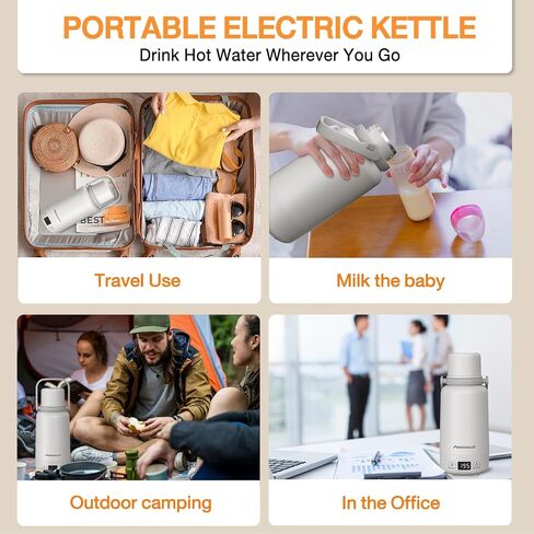 Nidouillet Travel Electric Kettle Portable Large Capacity 1L Tea Coffee Kettle Water Boiler, Water Heater with 4 Temperature Control,304 Stainless Steel with Auto Shut-Off & Boil Dry Protection in Saudi Arabia