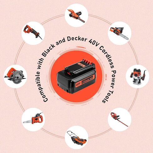 بطارية بديلة 3000 مللي أمبير في الساعة LBX2540 لبطارية ليثيوم أيون بلاك اند ديكر 40 فولت + شاحن LCS36/LCS40 متوافق مع بطارية بلاك اند ديكر 40 فولت LBX2540 LBX1540 LBX2040 in Kuwait