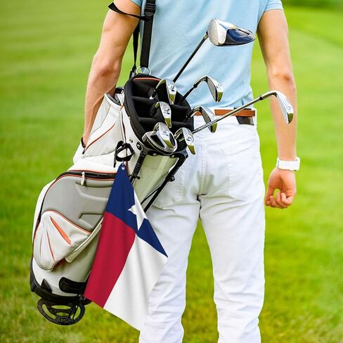 Golf Towel, Texas Flag Golf Towel with Carabiner Clip, Microfiber Towel for Golf Bag Men and Women Golf Accessories Golf Birthday Gifts in Kuwait
