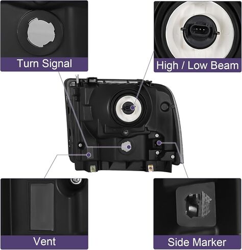 مجموعة مصابيح أمامية مناسبة لـ 1999-2004 Ford F250 F350 F450 F550 Super Duty/00-04 Ford Excursion 1999 2000 2001 2002 2003 2004 Ford F-250 F-350 F-450 F-550 in Kuwait