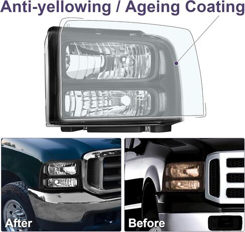 مجموعة مصابيح أمامية مناسبة لـ 1999-2004 Ford F250 F350 F450 F550 Super Duty/00-04 Ford Excursion 1999 2000 2001 2002 2003 2004 Ford F-250 F-350 F-450 F-550 in Kuwait