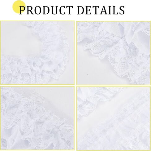 GORGECRAFT White 3-Layer Pleated Chiffon Lace Trim 4 Inch Width Ruffled Satin Organza Lace Fabric Frills Wide Mesh Tulle Woven Ruffle Fringe for Sewing Clothing Curtain Wedding Decor Dress Crafts DIY in Saudi Arabia