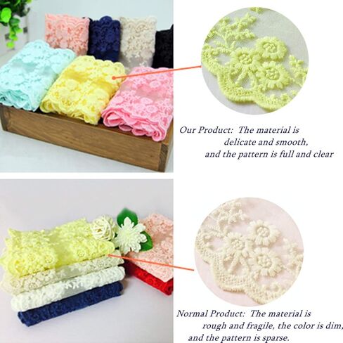 2 yards DIY Lace Trim Floral fabric Table Cloth Crafts Scallop trim Bridal/wedding dress flower embroidered applique clothing curtains 11cm wide (peach pink) in Kuwait