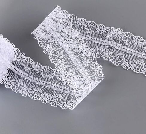 OKA 50 Yards White Lace Trim Ribbon, Sewing Lace for Trimmings Works, Home Decoration, Gift Wrapping, DIY Crafts, Baby Shower in Saudi Arabia