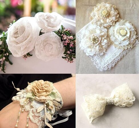 OKA 50 Yards White Lace Trim Ribbon, Sewing Lace for Trimmings Works, Home Decoration, Gift Wrapping, DIY Crafts, Baby Shower in Saudi Arabia