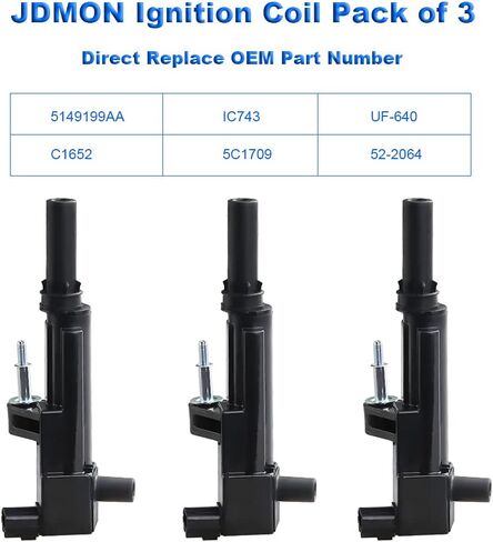 JDMON Ignition Coil Pack Compatible with Dodge Ram 1500 Dakota Nitro Durango,Jeep Liberty Commander Grand Cherokee 2009 2010 2011 2012 3.7L Replace 5149199AA UF640 C1652 in Saudi Arabia
