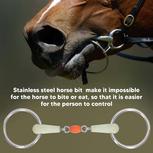 Mumusuki Horse Bit Loose Ring Horse Mouth Bit Stainless Steel Snaffle Equestrian Tack Shows Horse Eggbutt Snaffle Bit Mouth for Training Equestrian Equipment in Saudi Arabia