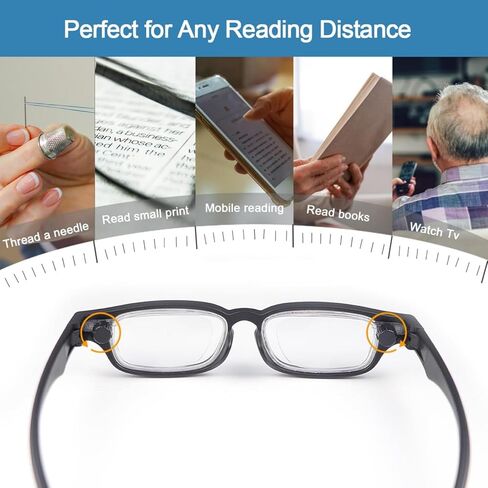 Adjustable Glasses Dial Vision Flex Focus Eyeglasses Blue Light Blocking Zoom Glasses For Reading, Black in Kuwait