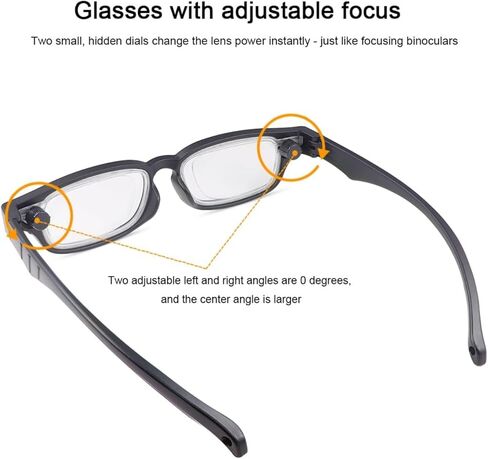 Adjustable Glasses Dial Vision Flex Focus Eyeglasses Blue Light Blocking Zoom Glasses For Reading, Black in Kuwait